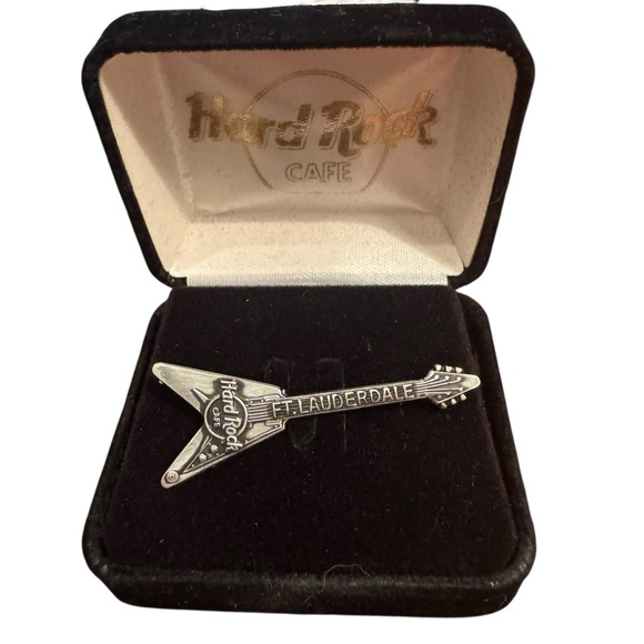 Hard Rock Cafe Fort Lauderdale Sterling Silver 925 Guitar Pin Brooch NIB - Picture 5 of 5